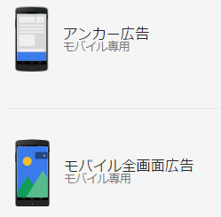 アンカー広告・モバイル全画面広告